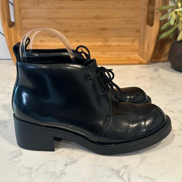 Vintage Esprit black lace up booties 90s grunge school girl minimalist size 5.5 - Picture 1 of 9